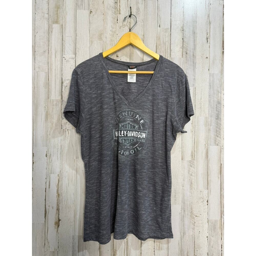 Harley-Davidson Women's XL Gray V-Neck T-Shirt Vintage Cherokee NC